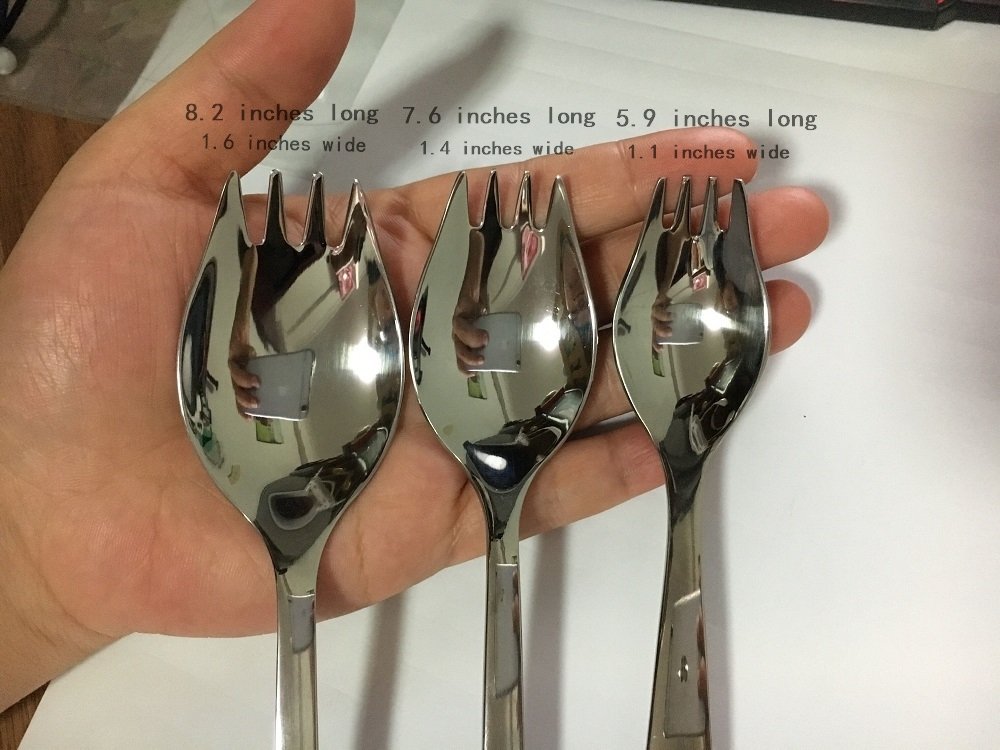 4-pack 1.6-inch Wide 18/10 Stainless Steel Sporks for Everyday Use  Camping Appetizer Salad Dessert Heavy Duty Flatware set 8.2-inch / 1.9-ounce